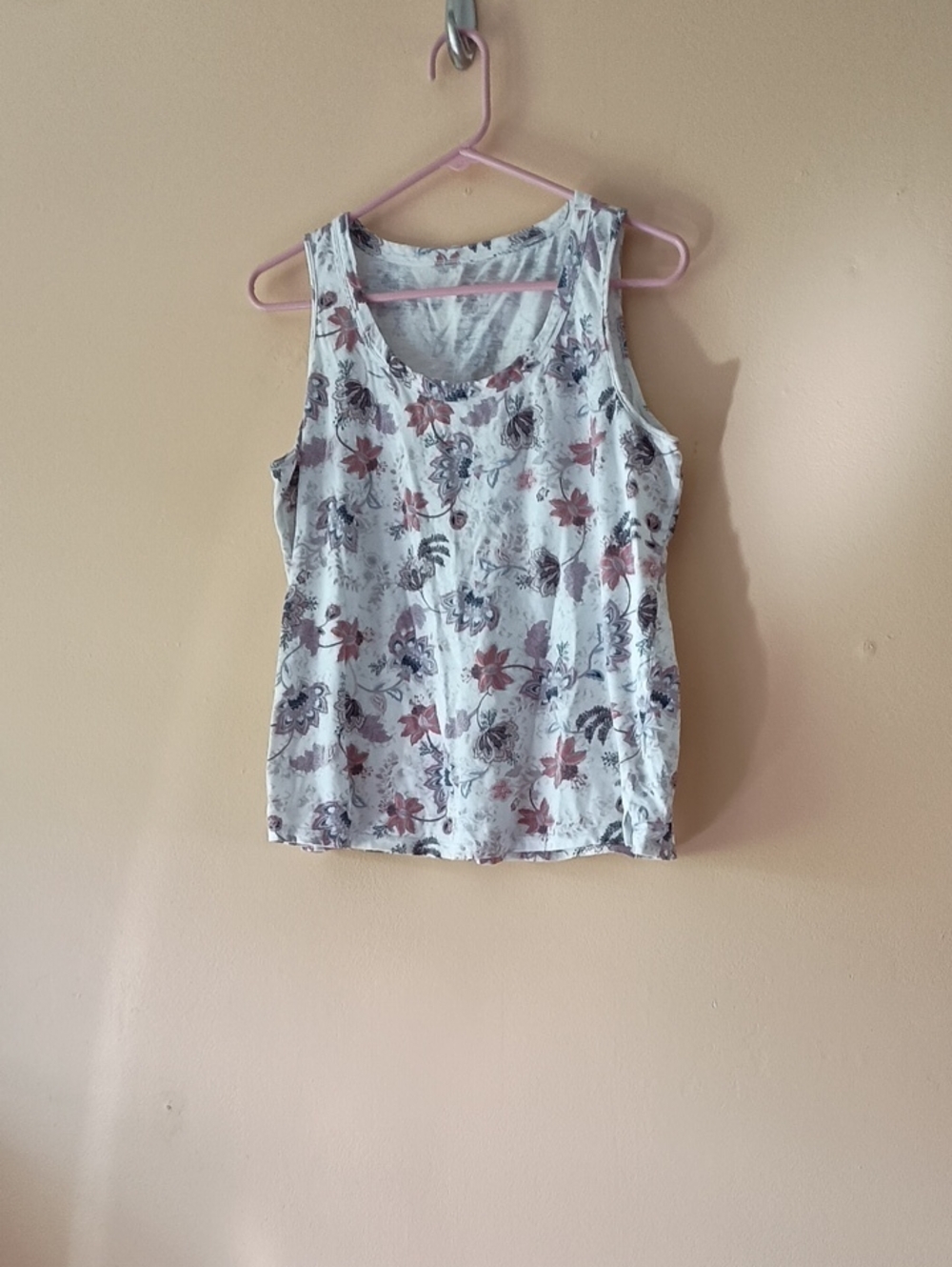Maurices White Tank with Pink & Gray Floral Print